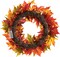 24" Pre-lit Fall Maple Leaves Wreath with Timer, Artifical Fall Wreath with LED Lights